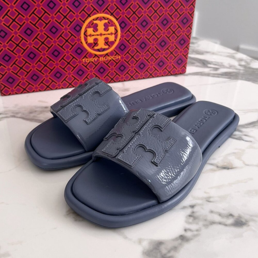 NWT - Tory Burch Double-T Sport Slide - Spring Lotus🩵